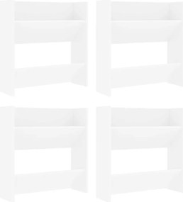 vidaXL Pantofare de perete, 4 buc., alb, 60x18x60 cm PAL