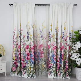 Draperie Satinata imprimata  10x2.54m  cu rejansa pentru SINA  flori roz