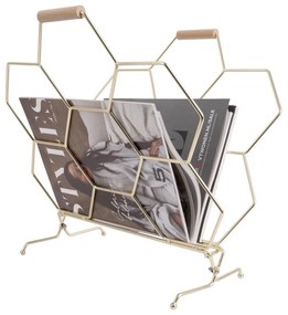 Suport din metal pentru reviste PT LIVING Honeycomb, auriu