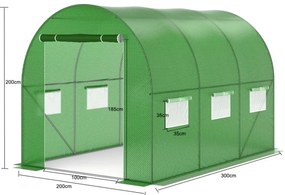 Folie solar de grădină, 2x3x2 m, 6 m², PE armată, rezistentă 140g/m2, cu filtru UV4, Verde, GH23C,