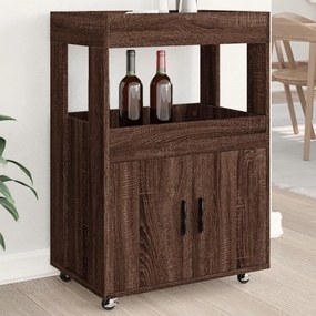 848275 vidaXL Cărucior de bar, stejar maro, 60x39,5x89 cm, lemn prelucrat