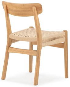 Scaune de dining în culoare naturală 2 buc. din lemn de arbore de cauciuc Biel – MOME