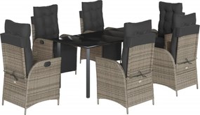 vidaXL Set mobilier de grădină cu perne, 7 piese, gri, poliratan