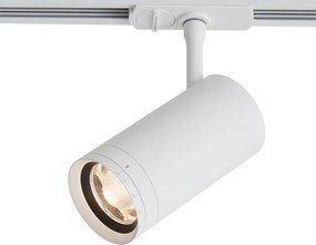 Spot modern alb pentru sistem de iluminat pe șină monofazat, cu LED, rotativ și înclinabil - Iconic Zoom