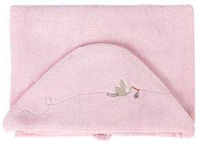 Prosop roz cu glugă din bumbac pentru copii 80x135 cm Bebemarin - Foutastic