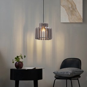 Lampă suspendată retro neagră cu abajur gri-maroniu - Felt