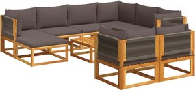 vidaXL Set canapele de grădină cu 10 piese, lemn de salcâm și frânghie