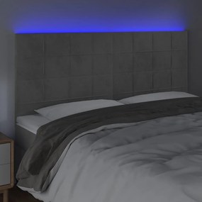 Tablie de pat cu LED, gri deschis, 160x5x118 128 cm, catifea 1, Gri deschis, 160 x 5 x 118 128 cm