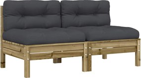 vidaXL Canapea de grădină fără cotiere, cu perne, 2 buc.