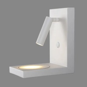 Aplica cu reader LED, incarcator wireless ZANZIBAR alb