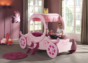 Set Pat Calească Royal Princess Kate și Saltea pentru Copii, 2 Piese, Roz (MDF) – Auto – Vipack