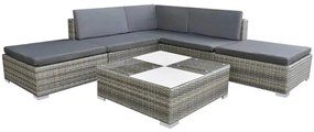 42737 vidaXL Set mobilier de grădină cu perne, 6 piese, gri, poliratan