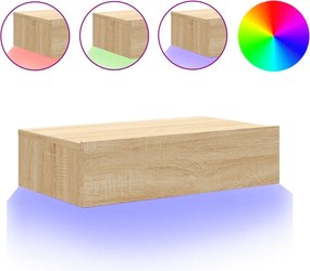 vidaXL Comodă TV cu lumini LED, stejar sonoma, 60x35x15,5 cm