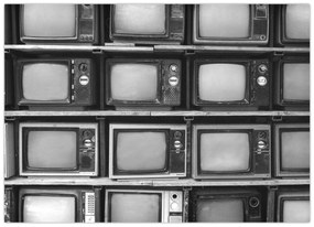Tablou pe sticlă - Retro TV (70x50 cm)