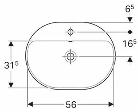 Lavoar incastrat Geberit Variform eliptic cu preaplin 60x45 cm