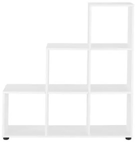 Raft in trepte, cu 6 compartimente,en.casa, 104 x 107 x 29 cm, MDF,melamina, alb
