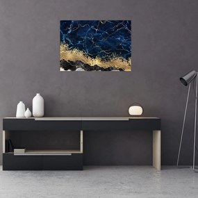 Tablou pe sticlă - Marmură albastru închis (70x50 cm)