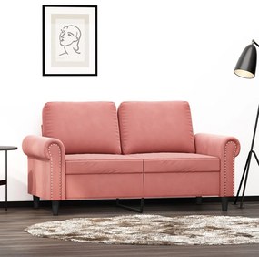 Canapea cu 2 locuri, roz, 120 cm, catifea Roz, 152 x 77 x 80 cm