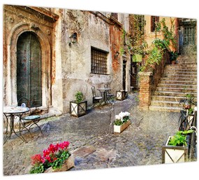 Tablou pe sticlă - Străzile vechi din Roma (70x50 cm)
