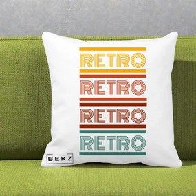 Perna Decorativa RETRO Text Multicolor, 40x40 cm, Alba Mata, Husa Detasabila, Perna Inclusa, BEKZ®