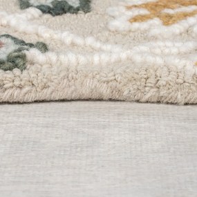 Covor roz deschis țesut manual din lână 200x290 cm Daphne Shaped Floral – Flair Rugs