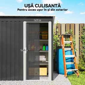 Outsunny Magazie Scule Cu Usa Glisanta Negru Usor De Montat Cu 6 Compartimente Stil Modern 163x89x182 cm | Aosom Romania
