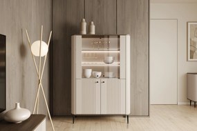 Vitrină Vesper 103 cm - caju / nuc / picioare negre