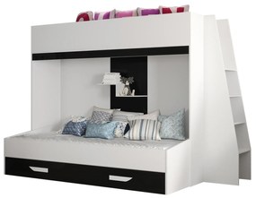 Pat pentru copii combinat 90 cm Puro 17 (alb mat + alb lucios + negru lucios). 1087114