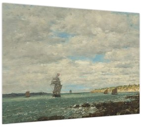Tablou pe sticlă - Eugène Boudin, Coast of Brittany, reproducere (70x50 cm)