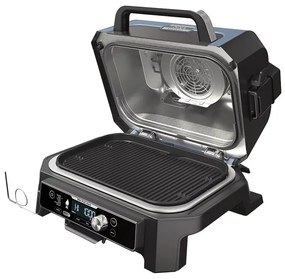 Gratar electric Ninja OG901EU, SMART, 1700W, 7 programe, 45x29 cm, 260C, Ceramica Plocha, Tehnologie Woodfire, IPX4, Negru/Albastru