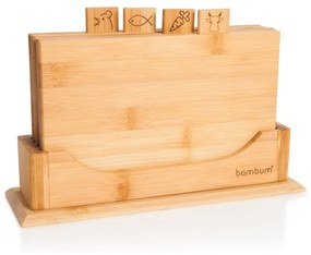 Set 4 tocătoare din bambus cu suport Bambum Tapenade