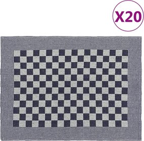 vidaXL Prosoape de bucătărie 20 buc. albastru și alb 50x70 cm bumbac