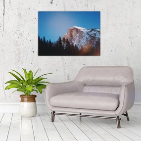 Tablou pe sticlă - Crestele munților noaptea (70x50 cm)