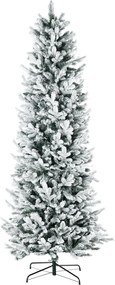 HOMCOM Pom de Craciun Artificial Inalt de 225cm,Decor de Sarbatori cu 988 Ramuri Inzapezite, Deschidere Automata, Baza de Otel, Verde