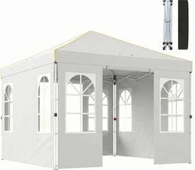 Outsunny Cort Pliabil 3x3 m Pop-up cu UPF50+ 4 Laterale Detașabile Înălțime Reglabilă și Husă de Transport Alb | Aosom Romania