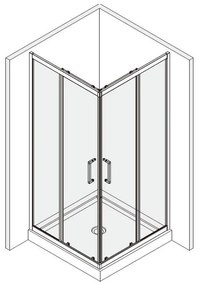 Cabina dus patrata neagra 80x80 cm, Mediterraneo, Hector 2 800x800 mm