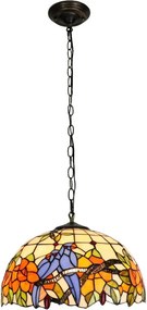 Brilagi - Lustru Tiffany din vitralii JUNGLE, cu lanț, 1x E27/60W/230V, diametru 40 cm