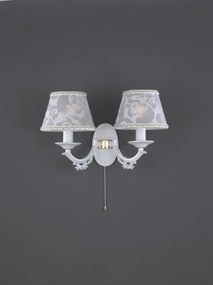 Aplica de perete cu 2 brate design italian din alama cu metal alb 9630