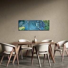 Tablou - Frunzele plantelor tropicale (cu ceas) (90x30 cm)