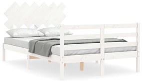 3195282 vidaXL Cadru de pat cu tăblie, alb, 120x200 cm, lemn masiv