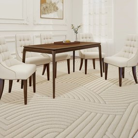 HOMCOM Covor living 160 x 120 cm, covor pufos cu model geometric, gros și antiderapant, crem | Aosom Romania