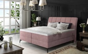 Pat boxspring tapitat cu lada de depozitare, 140X200 cm, Aderito, Eltap (Culoare: Gri deschis)