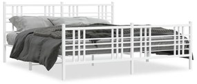 376396 vidaXL Cadru de pat metalic cu tăblie de cap/picioare, alb, 183x213 cm