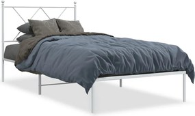 vidaXL Cadru pat metalic cu tăblie, alb, 90x200 cm