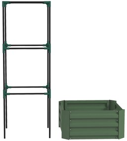Outsunny Odlingslåda cu Klättergaller, Planteringslåda cu Fund Deschis, Rezistent la Intemperii, 61 cm x 61 cm x 140 cm, Verde | Aosom Romania