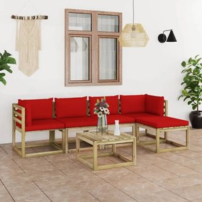 Set mobilier gradina paleti cu perne 5 piese lemn pin impregnat