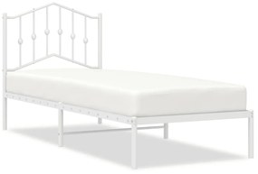 373831 vidaXL Cadru pat metalic cu tăblie, alb, 90x200 cm