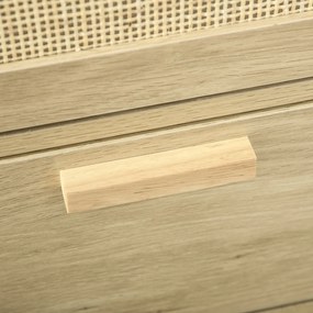 HOMCOM Comoda design boem din ratan cu 3 sertare, mobilier de depozitare pentru living, hol, intrare, lemn natural | Aosom Romania