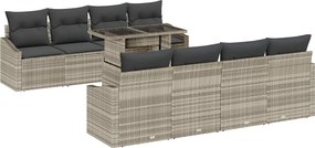 vidaXL Set de canapele pentru grădină 7 pcs Gri deschis poliratan