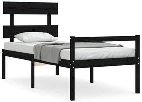 3195345 vidaXL Cadru de pat senior cu tăblie, 100x200 cm, negru, lemn masiv